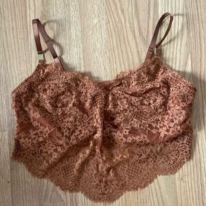 Aerie Lace Bralette in Rust Brown